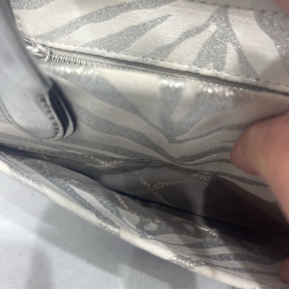 Michael Kors Gigi Small Crossbody Bag Silver Metallic Zebra Print - Picture 7 of 10
